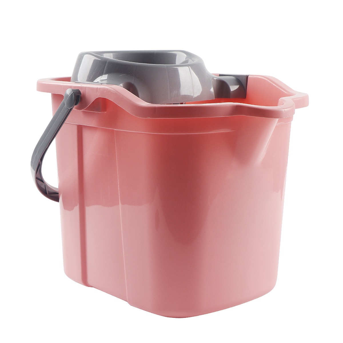 Balde de esfregão de plástico rosa