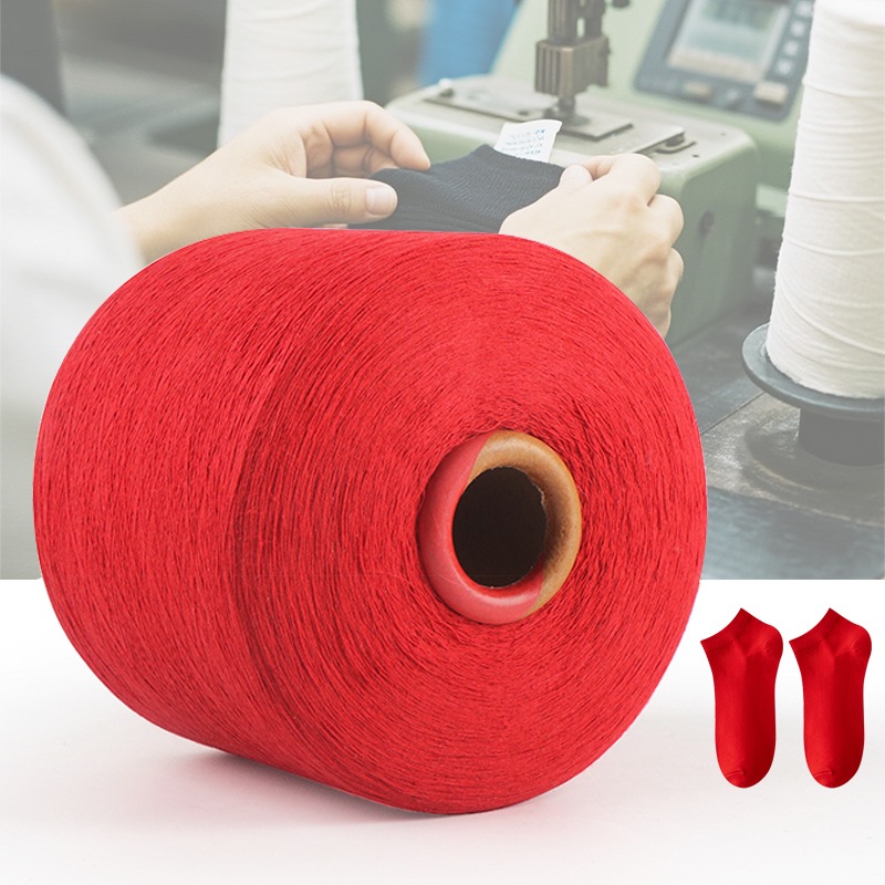 Fio de algodão misturado vermelho fiado e reciclado